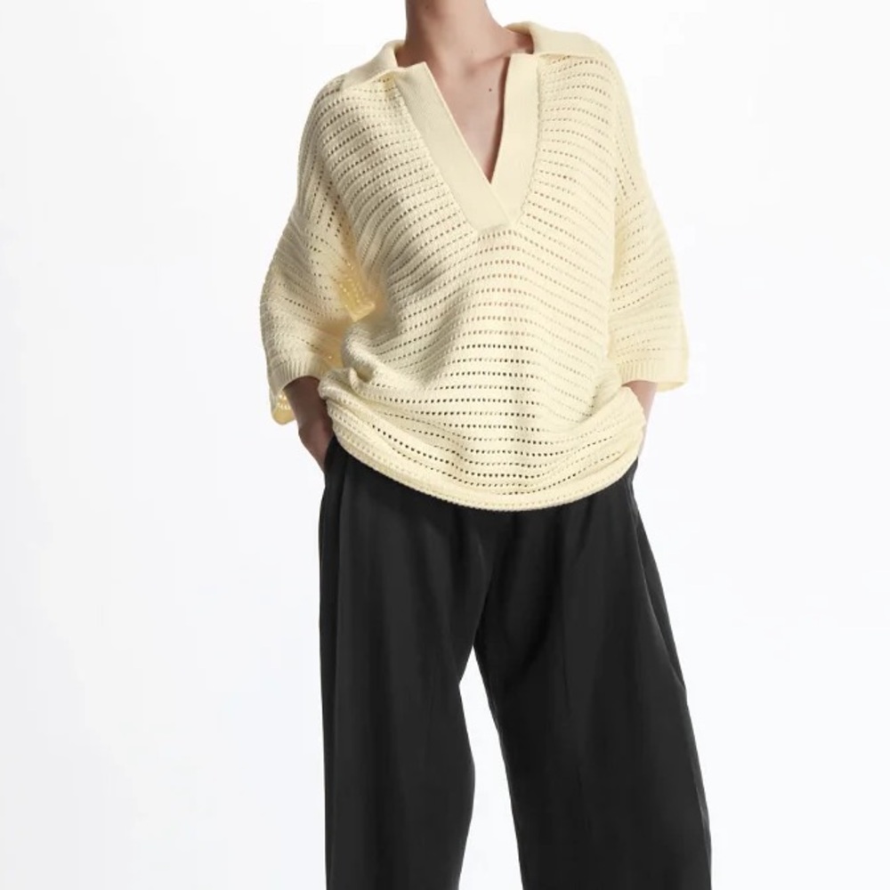 COS oversized open knit cotton top